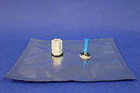 Multi-Layer Foil Gas Sampling Bags with Nickel Plated HR<sup>®</sup> ON/OFF Valve with 1/4'' Diameter Barbed Stem & Separate 1/4" Plastic Jaco<sup>®</sup> Fitting with Fluoropolymer Faced Septum